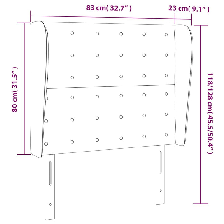 sengegavl med kanter 83x23x118/128 cm fløjl mørkegrøn