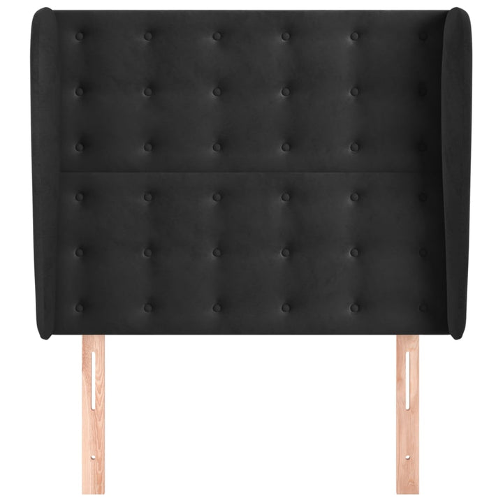 sengegavl med kanter 93x23x118/128 cm fløjl sort