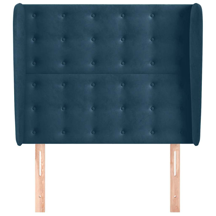 sengegavl med kanter 93x23x118/128 cm fløjl mørkeblå