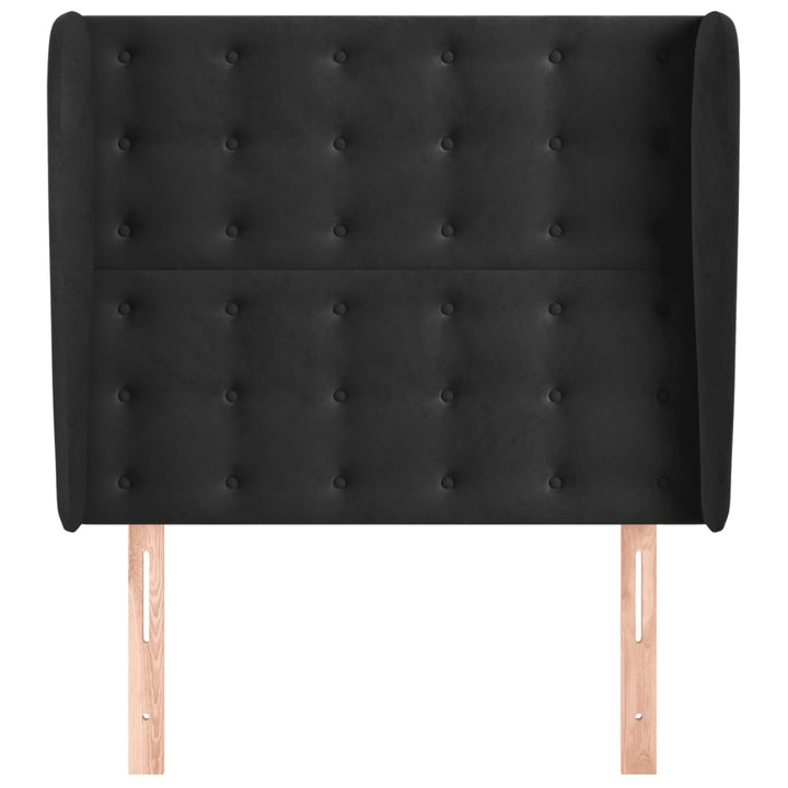 sengegavl med kanter 103x23x118/128 cm fløjl sort