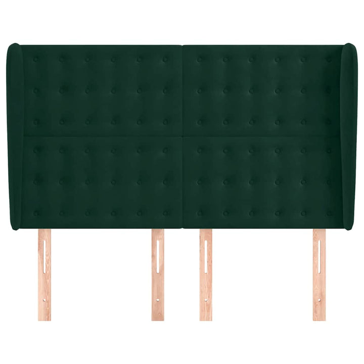 sengegavl med kanter 147x23x118/128 cm fløjl mørkegrøn