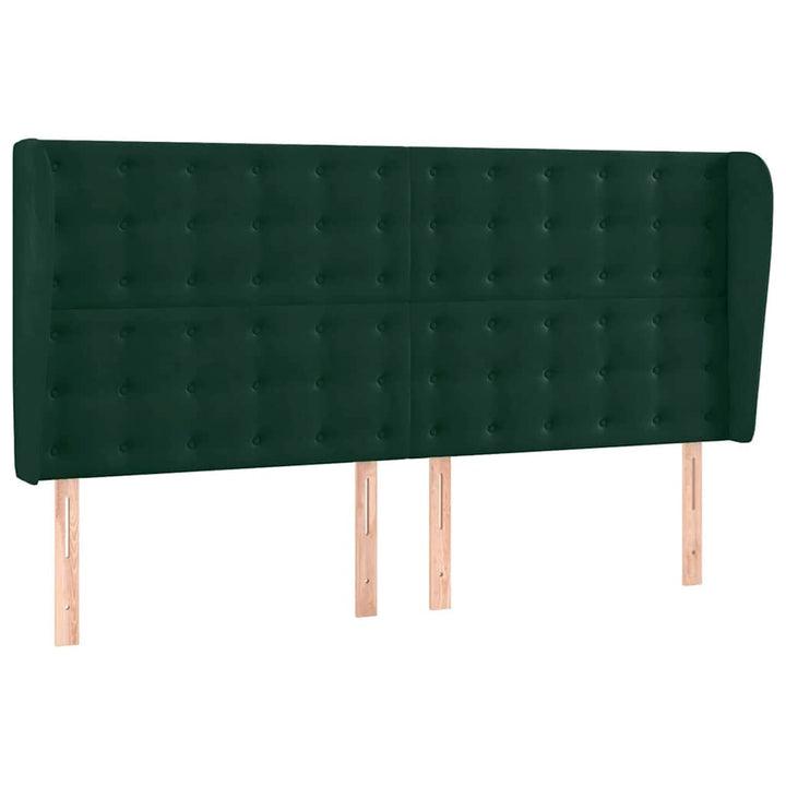 sengegavl med kanter 163x23x118/128 cm fløjl mørkegrøn