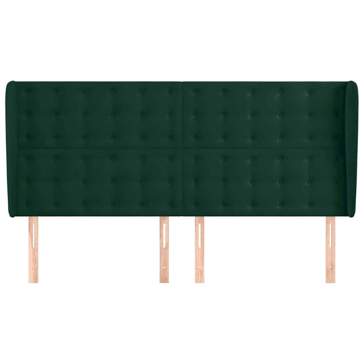 sengegavl med kanter 163x23x118/128 cm fløjl mørkegrøn