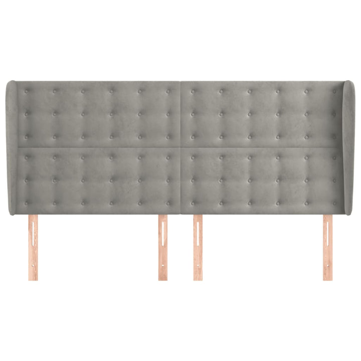 sengegavl med kanter 183x23x118/128 cm fløjl lysegrå