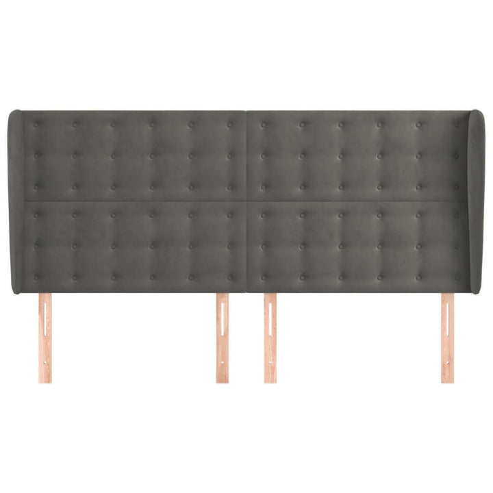 sengegavl med kanter 183x23x118/128 cm fløjl mørkegrå