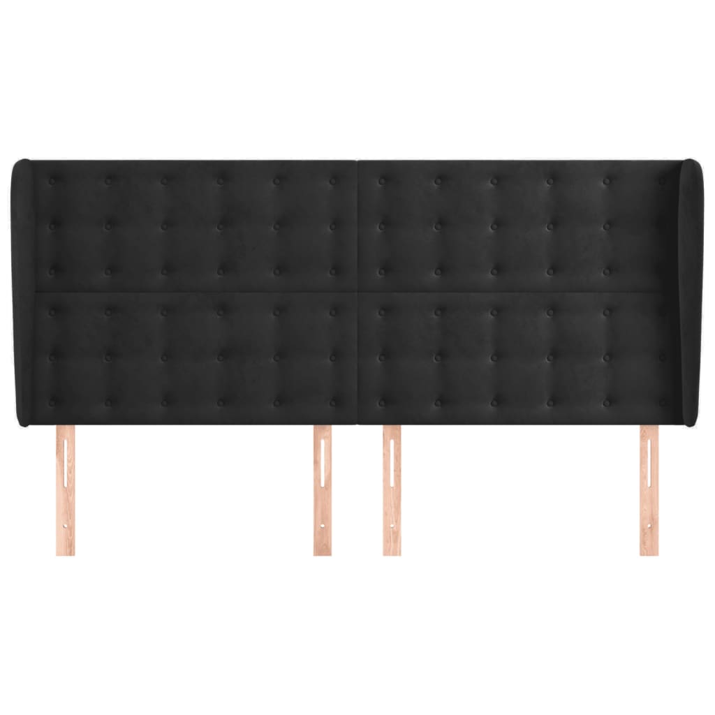 sengegavl med kanter 183x23x118/128 cm fløjl sort