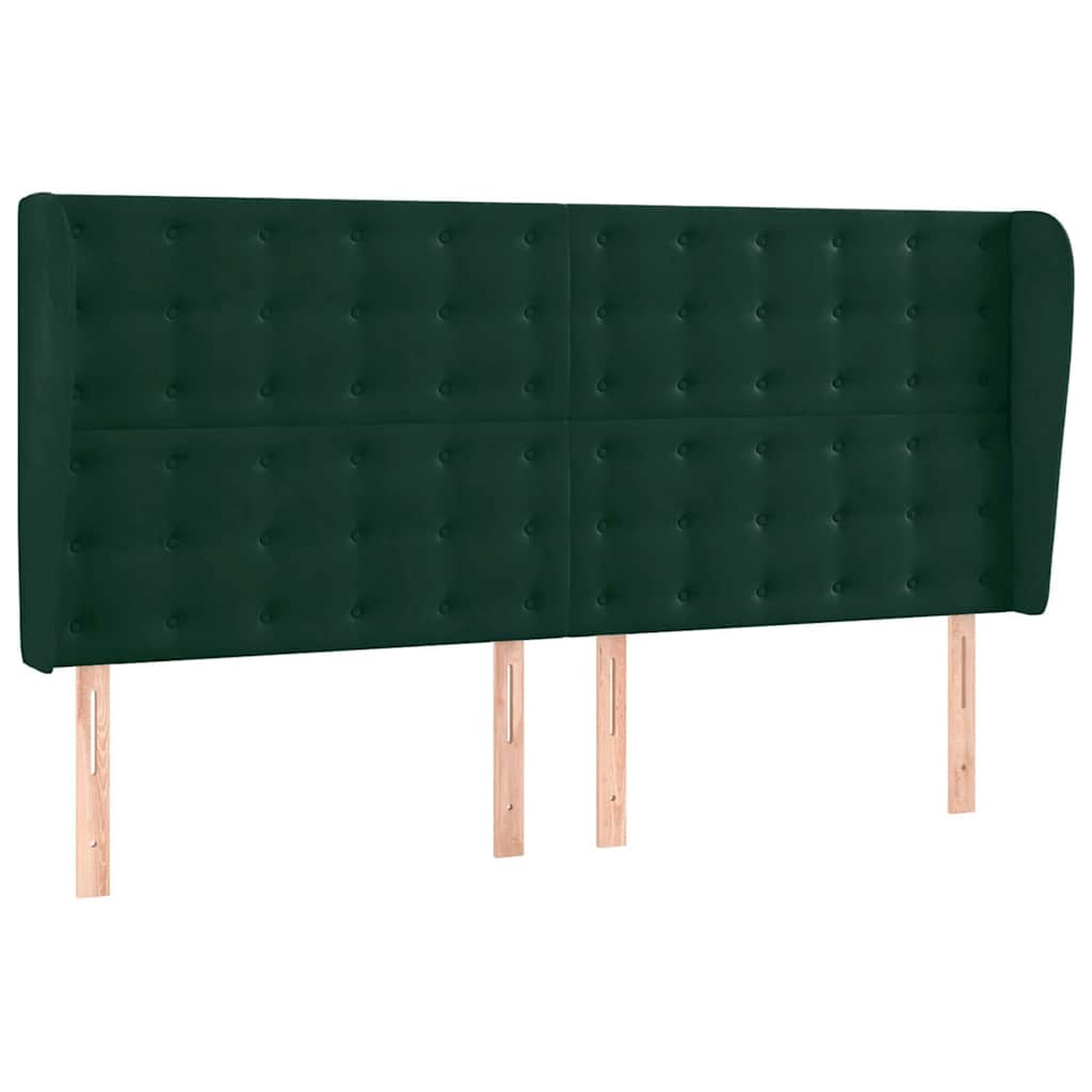 sengegavl med kanter 183x23x118/128 cm fløjl mørkegrøn