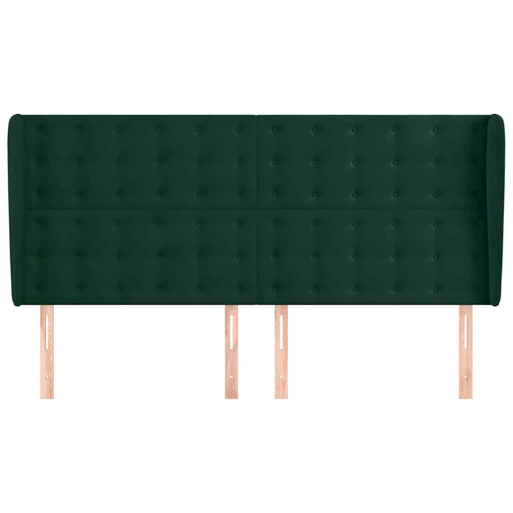 sengegavl med kanter 183x23x118/128 cm fløjl mørkegrøn