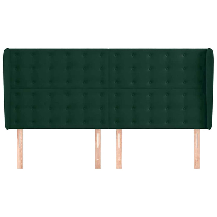 sengegavl med kanter 183x23x118/128 cm fløjl mørkegrøn