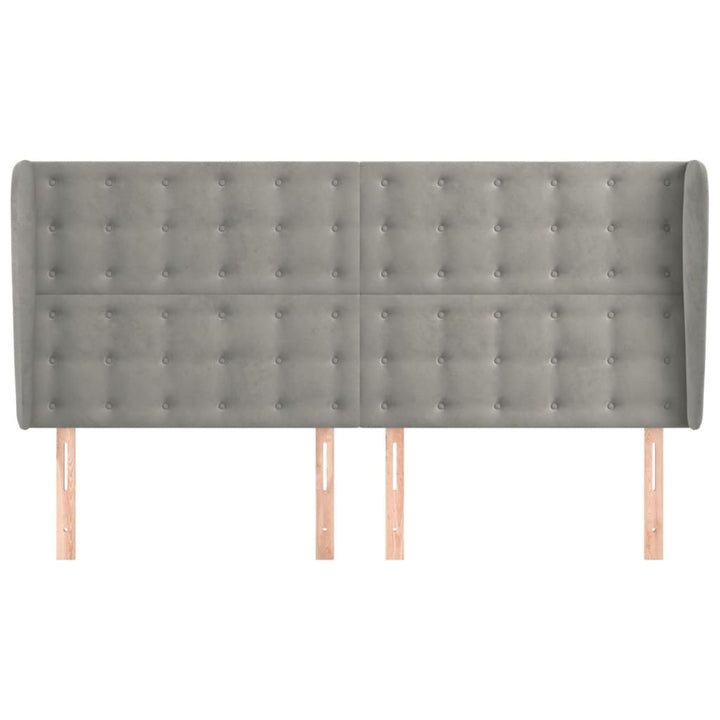 sengegavl med kanter 203x23x118/128 cm fløjl lysegrå