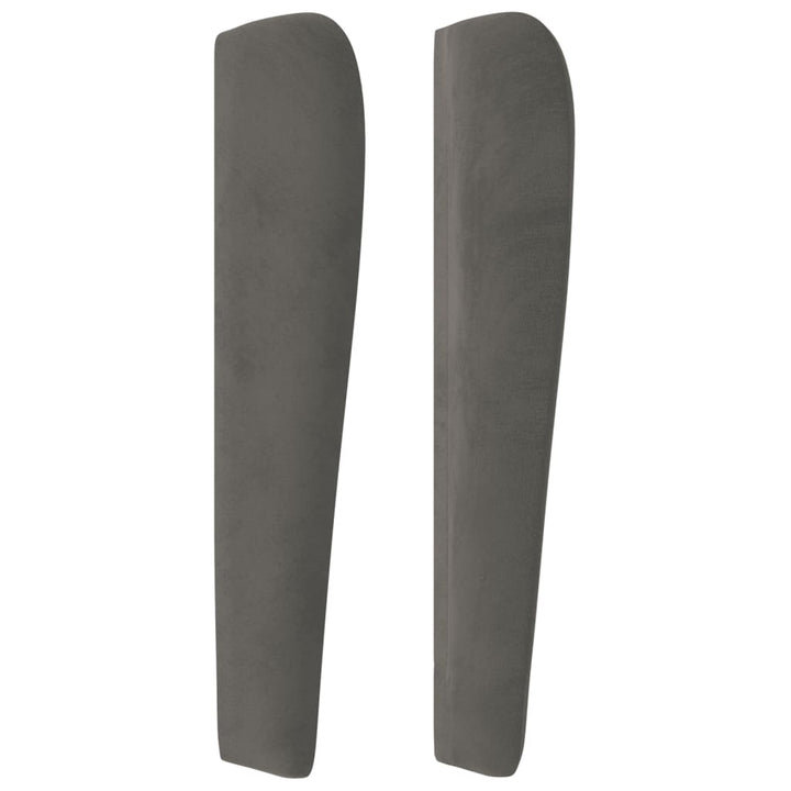 sengegavl med kanter 203x23x118/128 cm fløjl mørkegrå