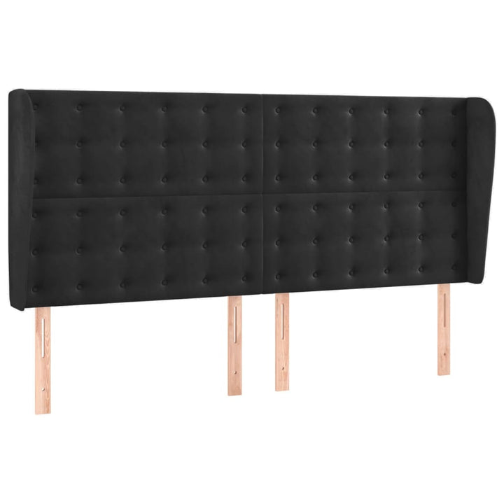 sengegavl med kanter 203x23x118/128 cm fløjl sort