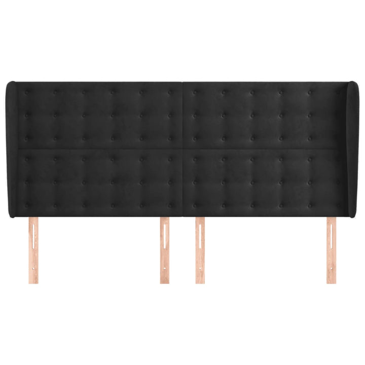 sengegavl med kanter 203x23x118/128 cm fløjl sort