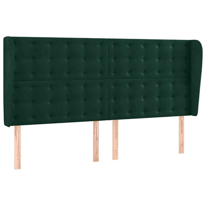 sengegavl med kanter 203x23x118/128 cm fløjl mørkegrøn