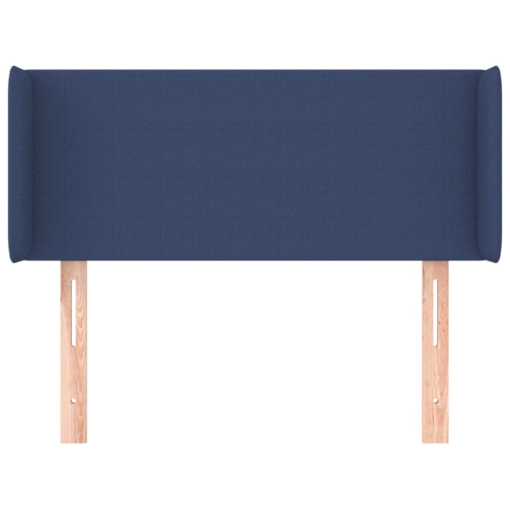 sengegavl med kanter 83x16x78/128 cm stof blå