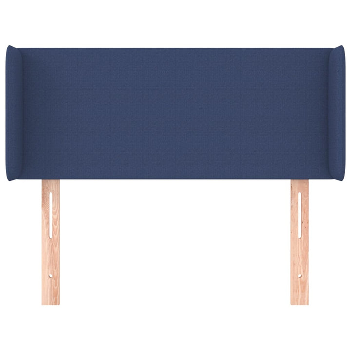 sengegavl med kanter 83x16x78/128 cm stof blå