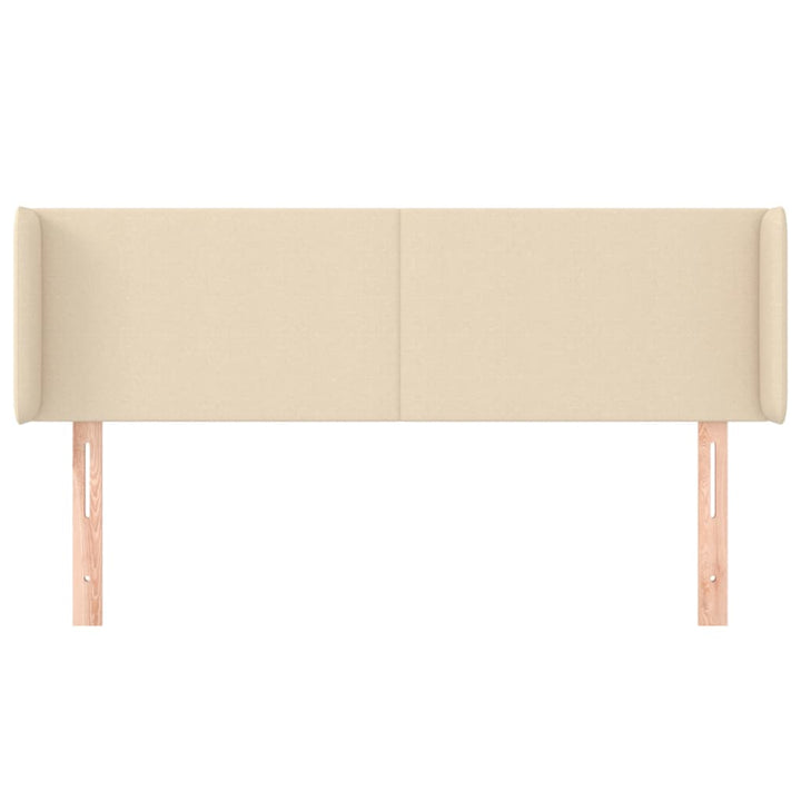 sengegavl med kanter 147x16x78/88 cm stof cremefarvet