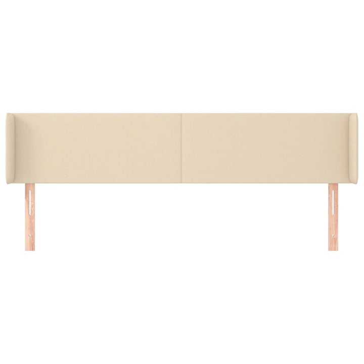 sengegavl med kanter 163x16x78/88 cm stof cremefarvet