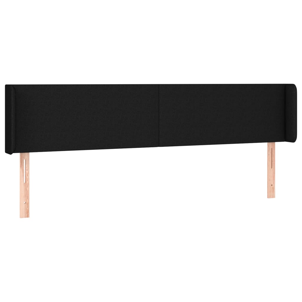 sengegavl med kanter 203x16x78/88 cm stof sort