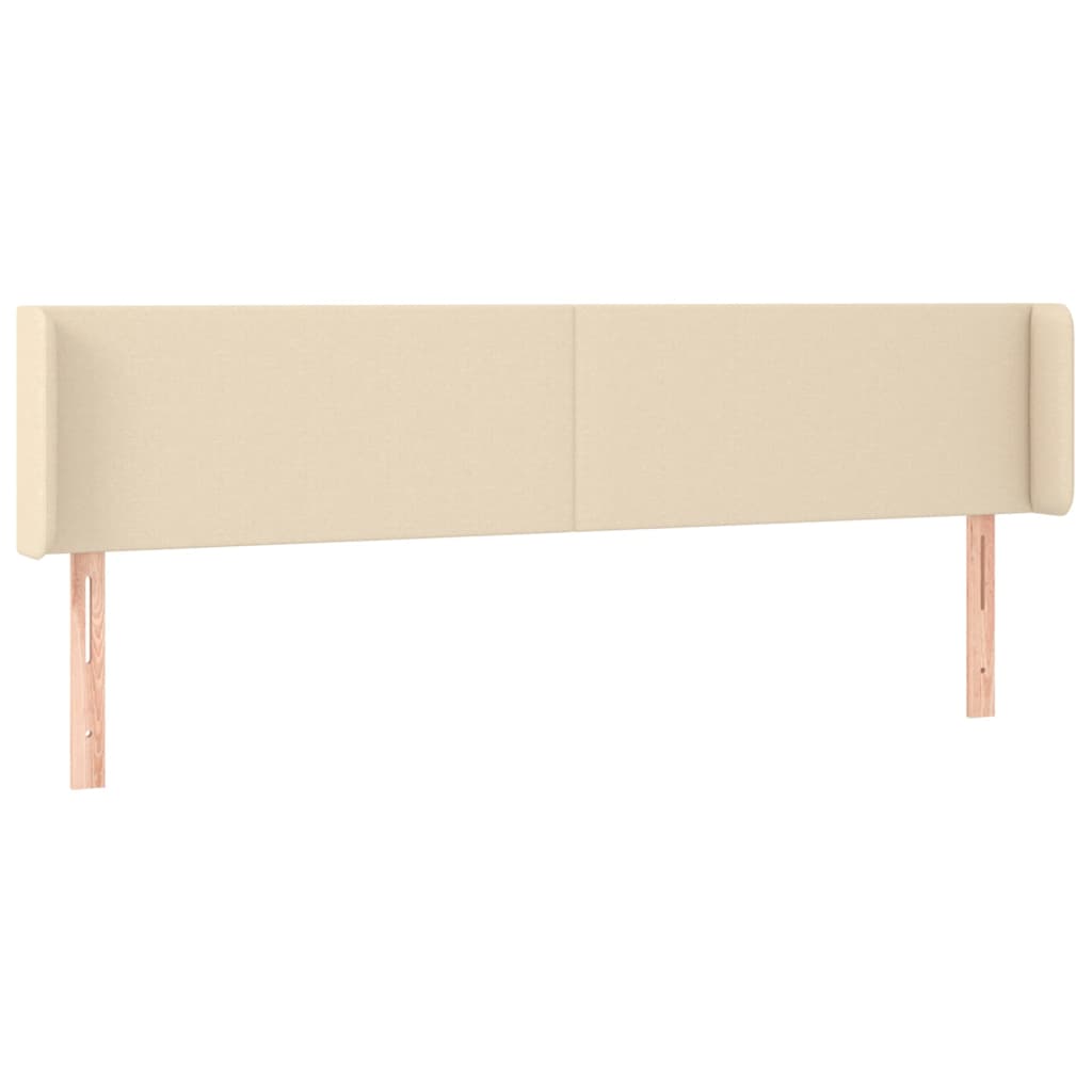 sengegavl med kanter 203x16x78/88 cm stof cremefarvet