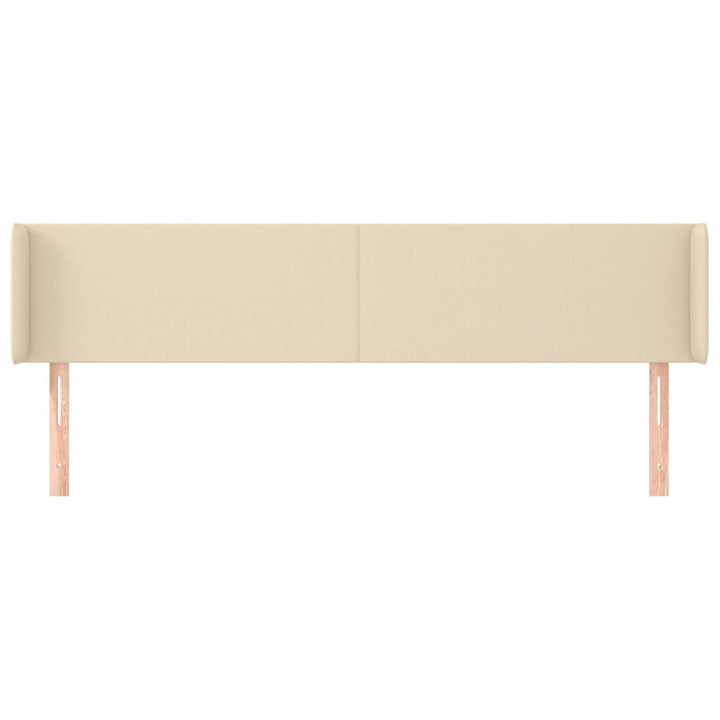 sengegavl med kanter 203x16x78/88 cm stof cremefarvet