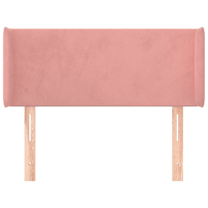 sengegavl med kanter 83x16x78/88 cm fløjl lyserød