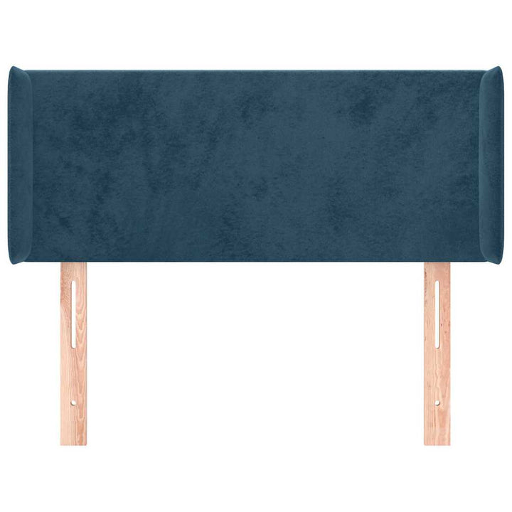 sengegavl med kanter 93x16x78/88 cm fløjl mørkeblå
