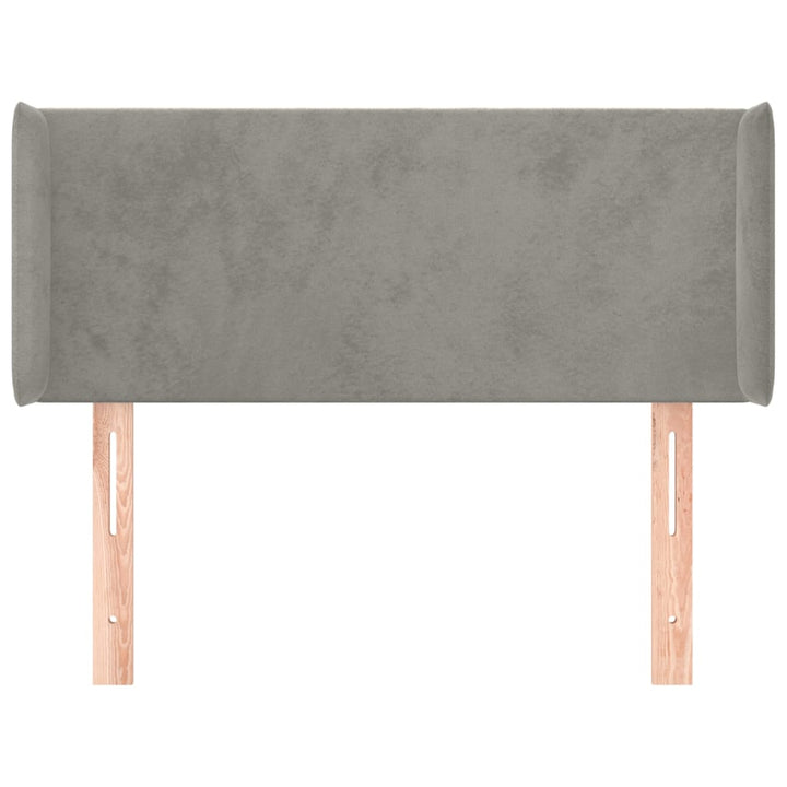 sengegavl med kanter 103x16x78/88 cm fløjl lysegrå
