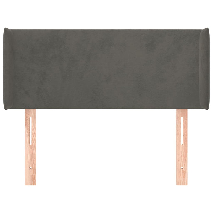 sengegavl med kanter 103x16x78/88 cm fløjl mørkegrå