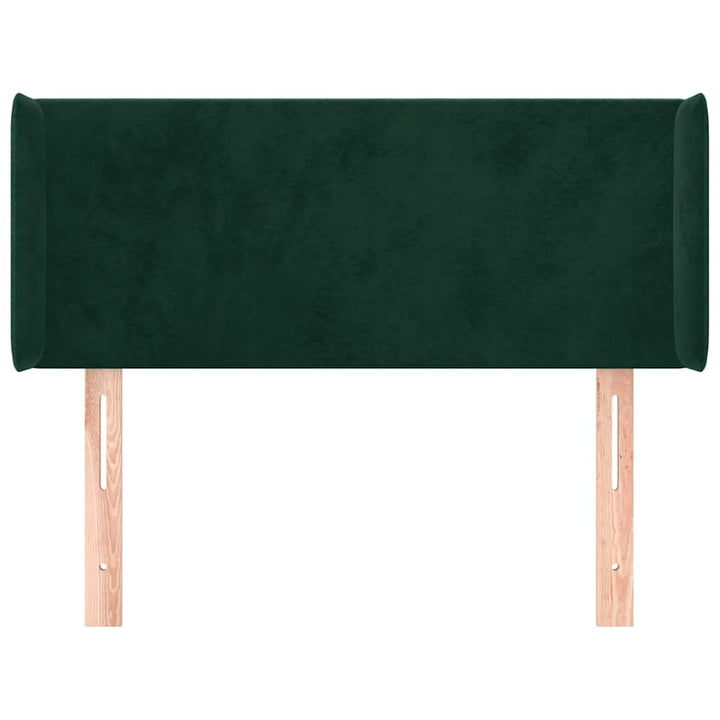 sengegavl med kanter 103x16x78/88 cm fløjl mørkegrøn