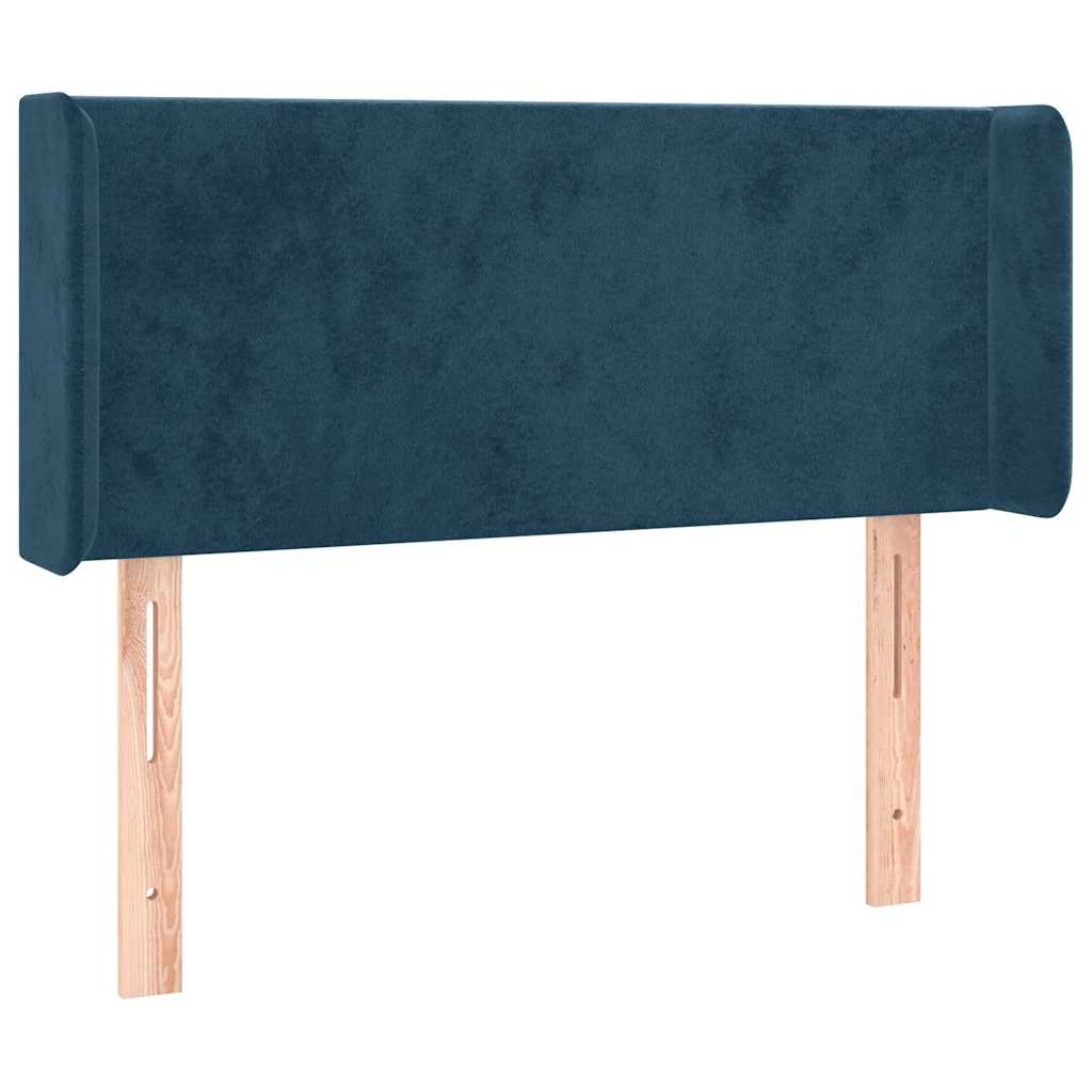 sengegavl med kanter 103x16x78/88 cm fløjl mørkeblå