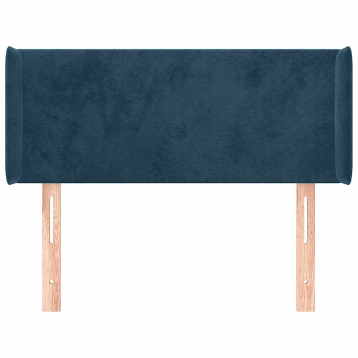 sengegavl med kanter 103x16x78/88 cm fløjl mørkeblå