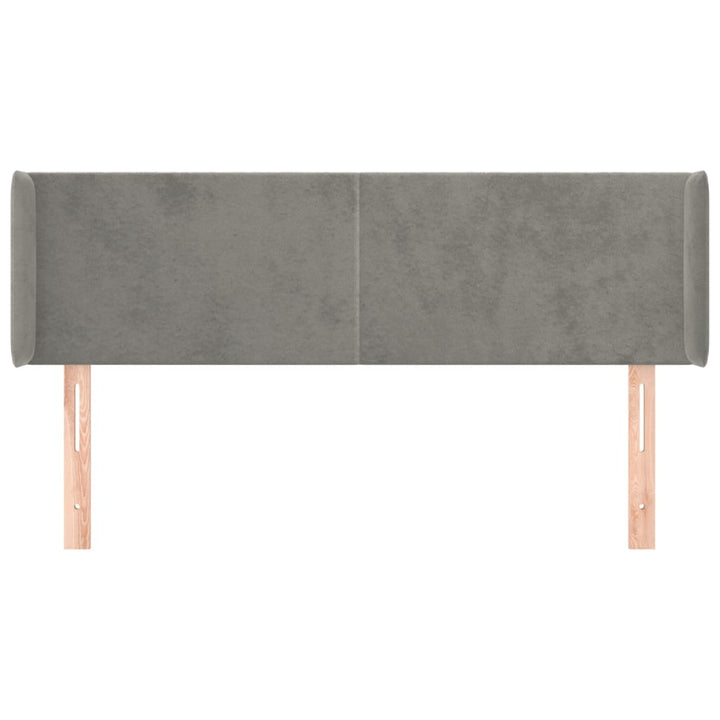 sengegavl med kanter 147x16x78/88 cm fløjl lysegrå