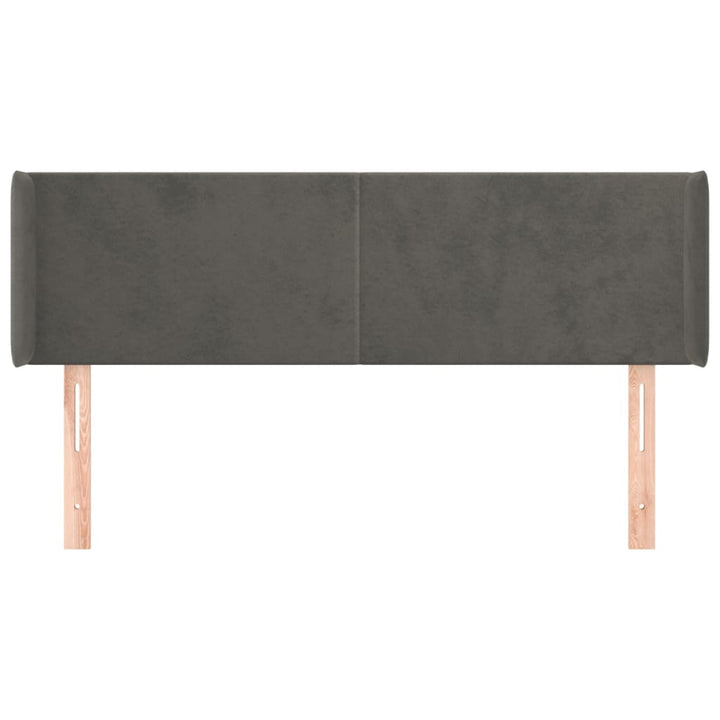 sengegavl med kanter 147x16x78/88 cm fløjl mørkegrå
