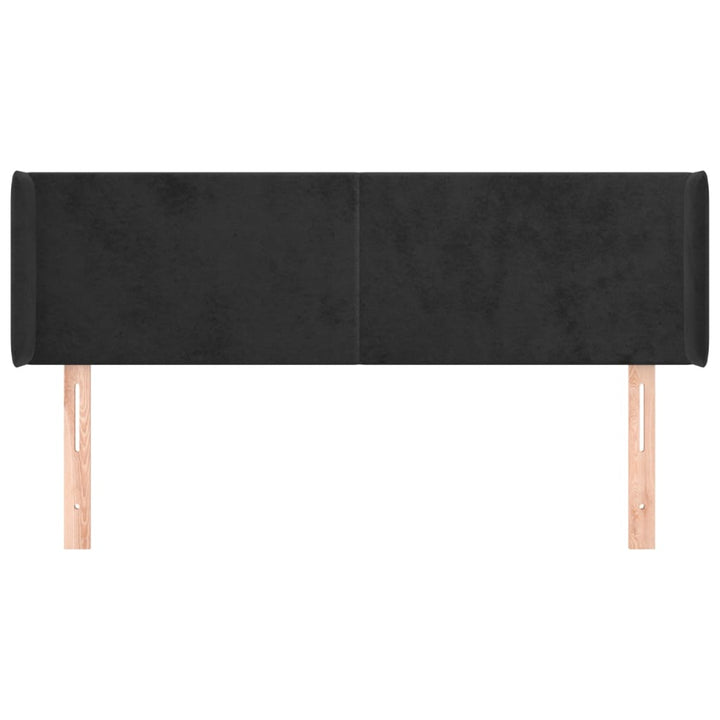 sengegavl med kanter 147x16x78/88 cm fløjl sort
