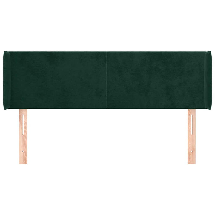 sengegavl med kanter 147x16x78/88 cm fløjl mørkegrøn