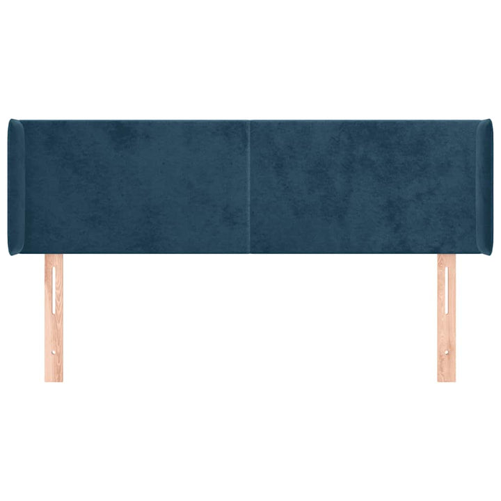 sengegavl med kanter 147x16x78/88 cm fløjl mørkeblå