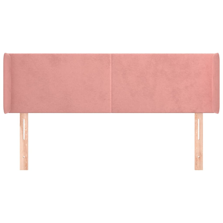 sengegavl med kanter 147x16x78/88 cm fløjl lyserød