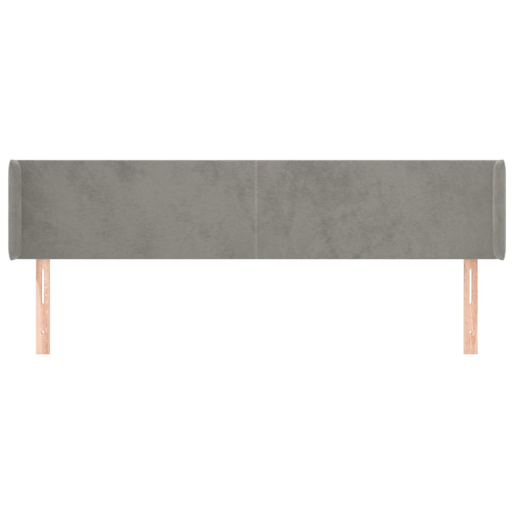 sengegavl med kanter 163x16x78/88 cm fløjl lysegrå