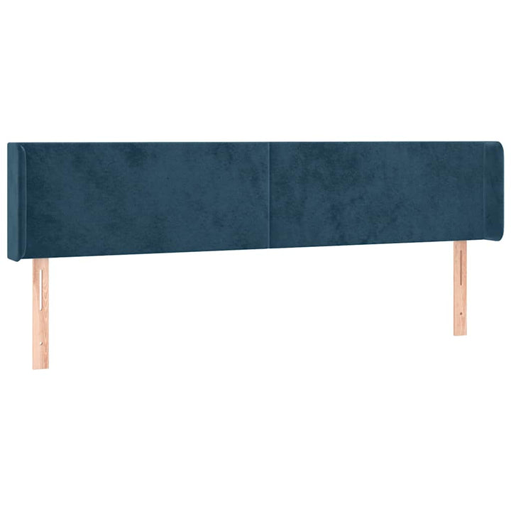 sengegavl med kanter 163x16x78/88 cm fløjl mørkeblå