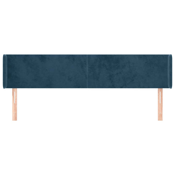 sengegavl med kanter 163x16x78/88 cm fløjl mørkeblå