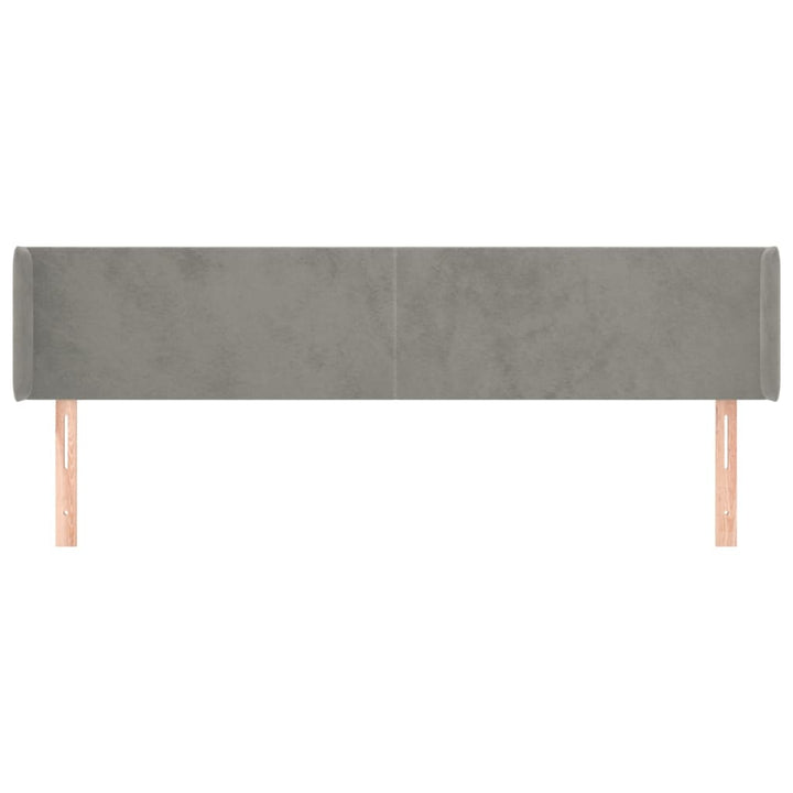 sengegavl med kanter 183x16x78/88 cm fløjl lysegrå