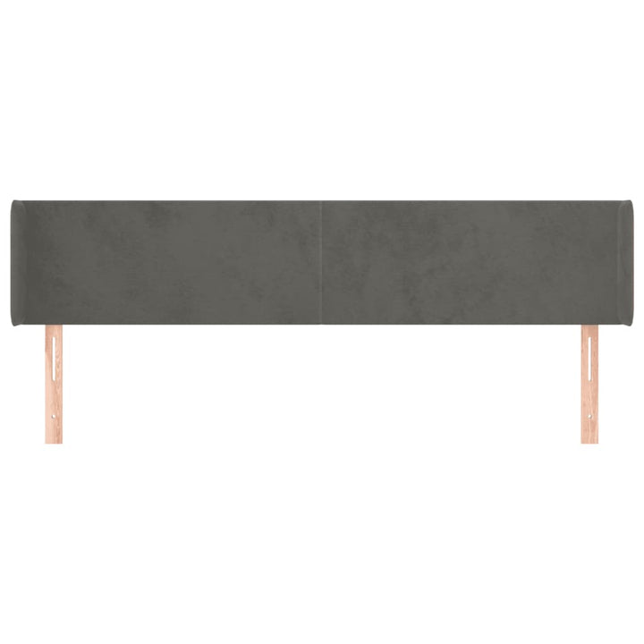 sengegavl med kanter 183x16x78/88 cm fløjl mørkegrå