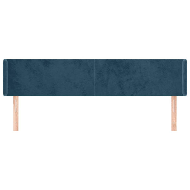 sengegavl med kanter 183x16x78/88 cm fløjl mørkeblå