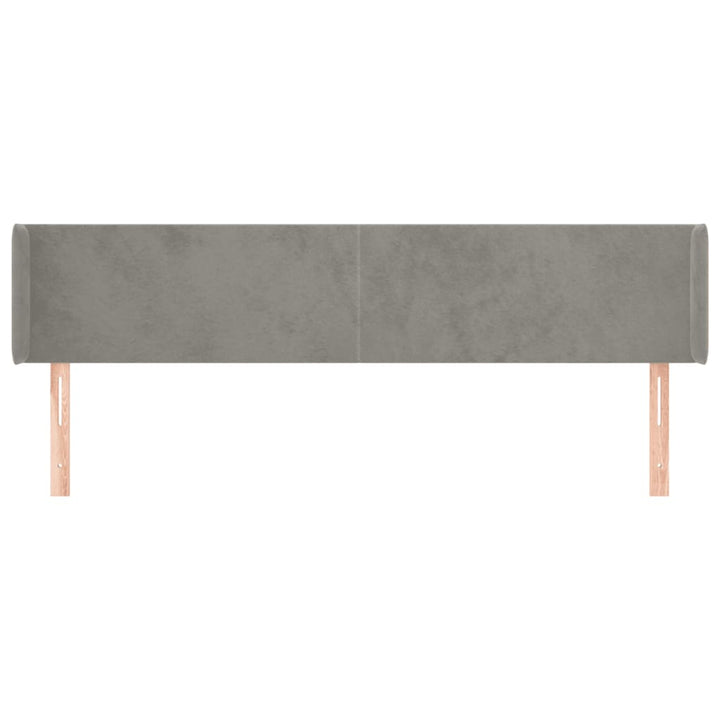 sengegavl med kanter 203x16x78/88 cm fløjl lysegrå