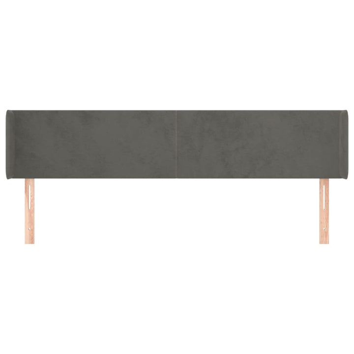 sengegavl med kanter 203x16x78/88 cm fløjl mørkegrå