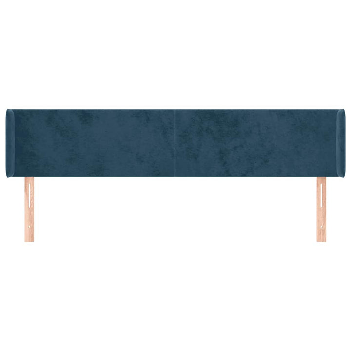 sengegavl med kanter 203x16x78/88 cm fløjl mørkeblå