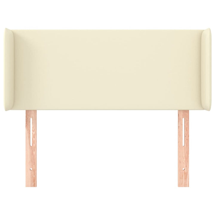 sengegavl med kanter 83x16x78/88 cm kunstlæder cremefarvet