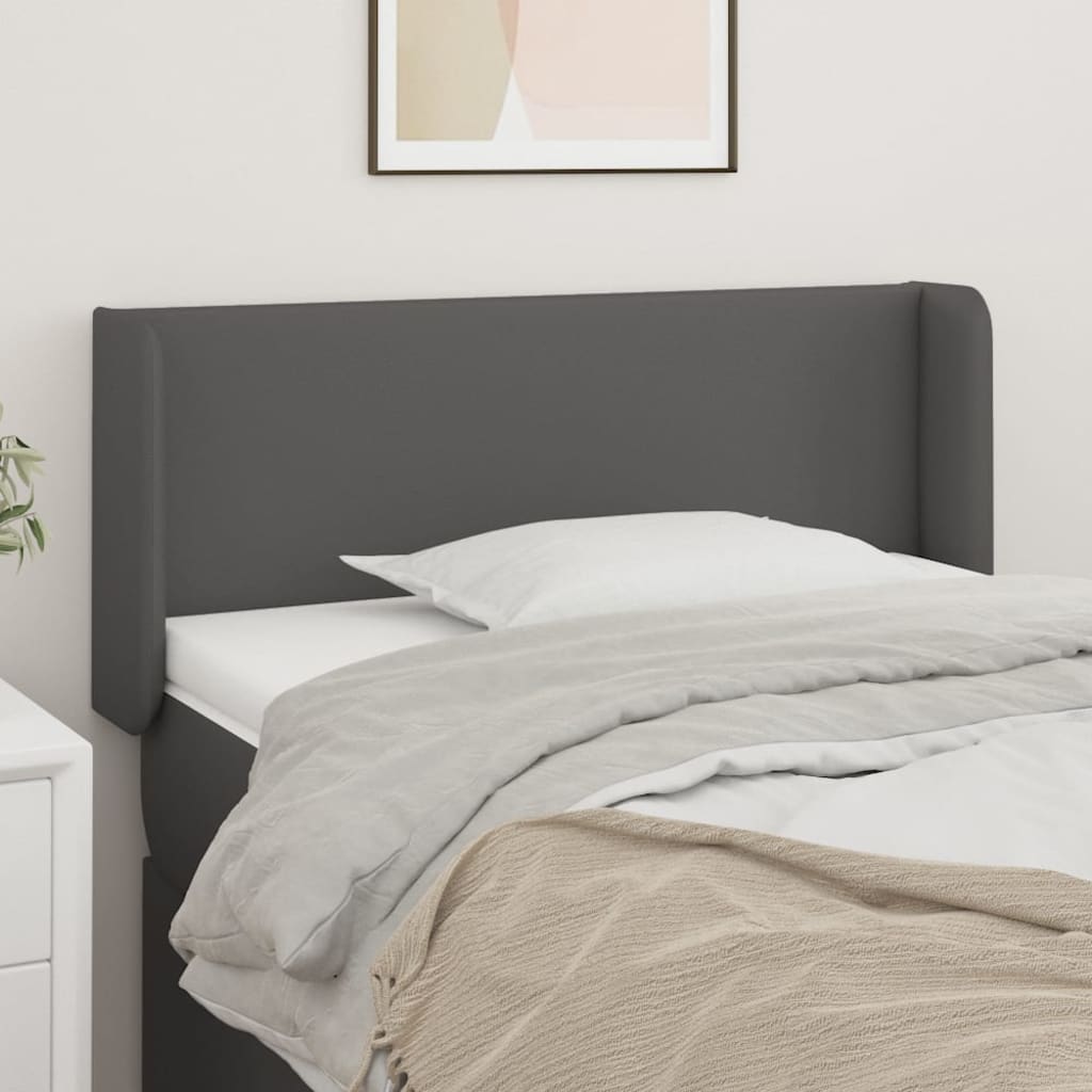 sengegavl med kanter 83x16x78/88 cm kunstlæder grå