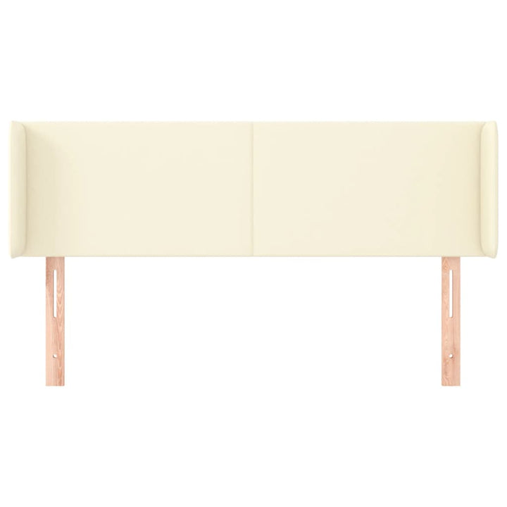 sengegavl med kanter 147x16x78/88 cm kunstlæder cremefarvet